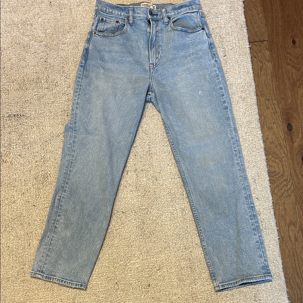 Abercrombie & Fitch Women's Straight Leg Jeans in Light Blue